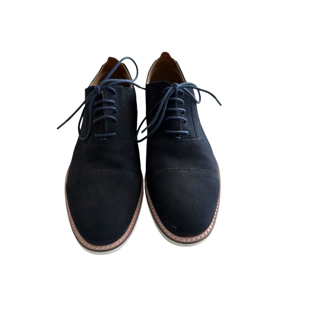 ALDO Suede Cap-Toe Oxfords Dark Navy Blue Textured Casual Dress Shoes  - NWOB